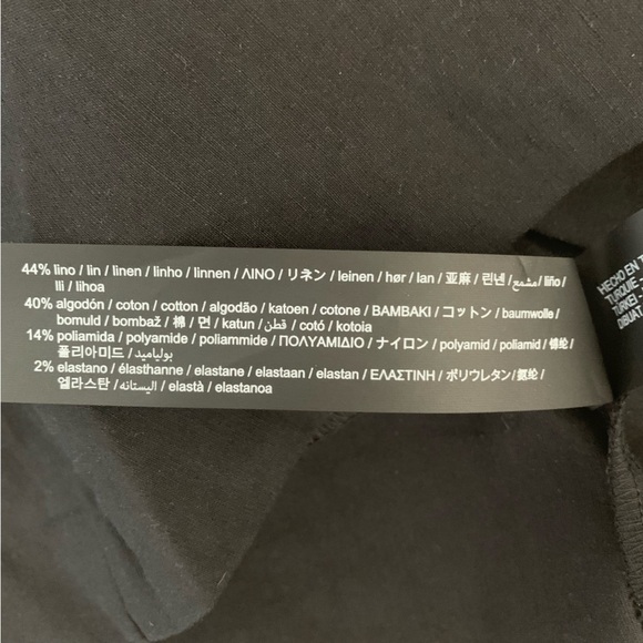 Zara Linen Blend Cut Out Top Black Puff Shoulders Cropped Small - Picture 13 of 16